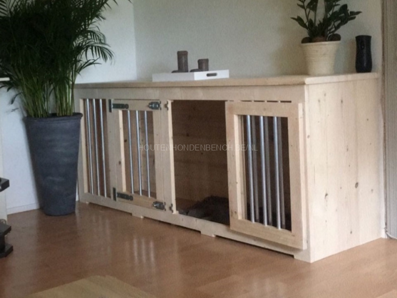Honden-bench-210-cm-blank-hout